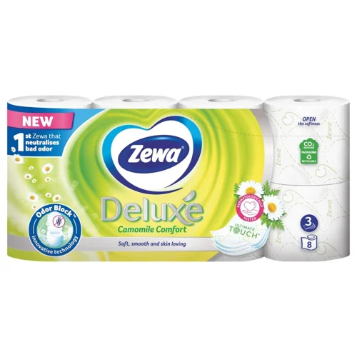 Туалетний папір Zewa Deluxe Ромашка білий 3-шаровий 8шт
