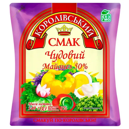Майонез Королівський смак Чудовий 50% 340г