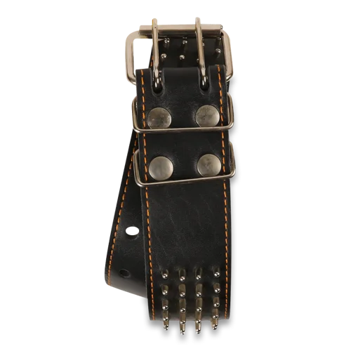 Ошейник Collar Двойной Шипы Кожа Черн. 45мм*56-68см, в/ґ