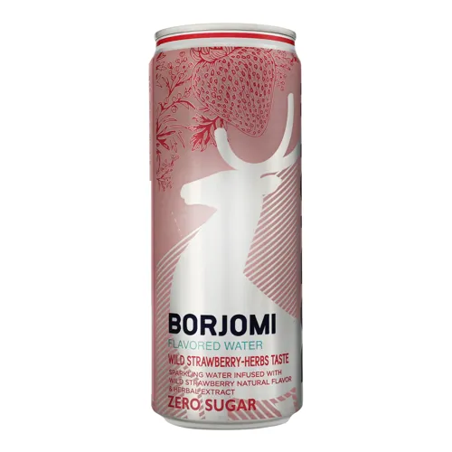 Напій безалкогольний сильногазований Wild strawberry-herbs Flavored water Borjomi з/б 0.33л