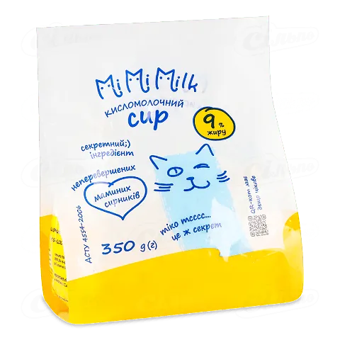 Сир кисломолочний MiMiMilk 9% стабпак, 350г