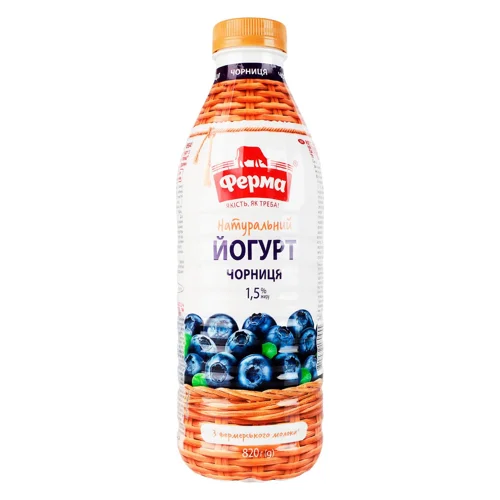 Йогурт Ферма чорниця 1,5% 750г