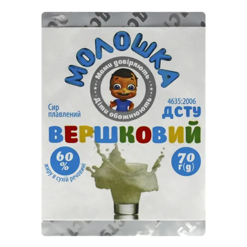 Сир плавлений 60% Вершковий Молошка м/у 70г