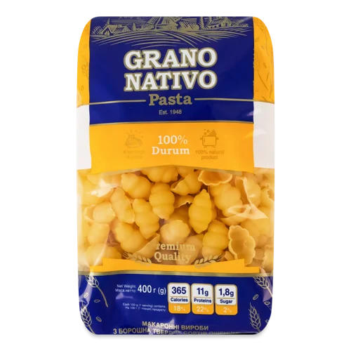 Вироби Макаронні З Борошна Твердих Сортів Пшениці Мушлі Grano Nativo, в/ґ, 400 г
