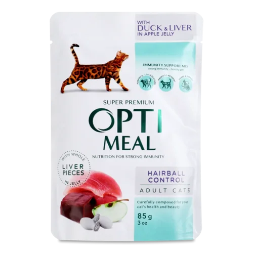 Корм для котів Optimeal качка, печінка в яблучному желе