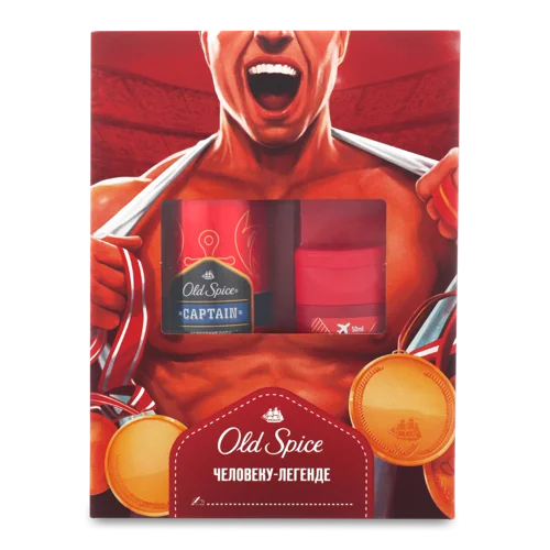 Дезодорант Аерозольний + Гель для Душу + Шампунь 2в1 Captain Old Spice, 1шт