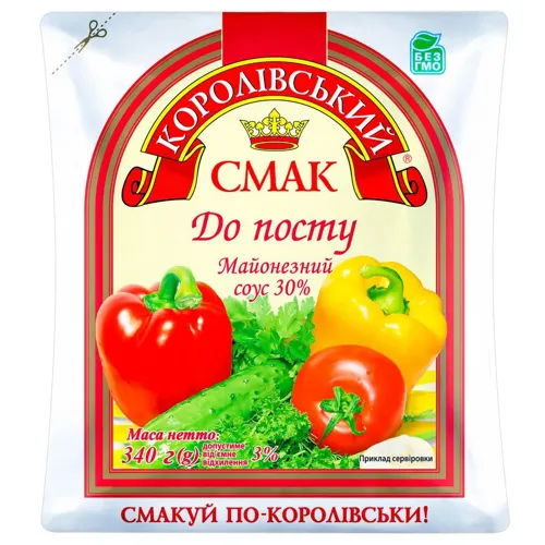 Майонезний соус Королівський Смак До посту 30% 340г