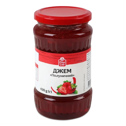 Джем Полуничний стерилізований Fine Life скляна банка 430г