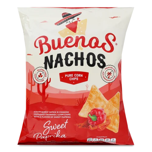 Чипси Кукурудзяні Зі Смаком Солодкої Паприки Nachos Buenos, в/ґ, 90г