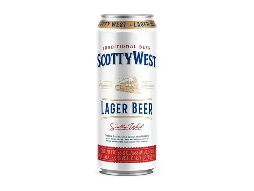 Пиво SCOTTY WEST Lager світле фільтроване 5 % об.ж/б 0,568л
