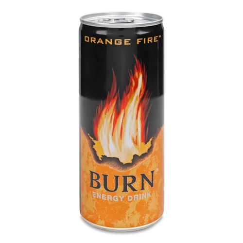 Напій Енергетичний Безалкогольний Сильногазований Orange Fire Burn, Залізна Банка 250мл