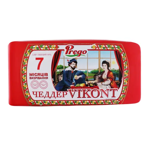 Сир 50% твердий Чеддер Vikont Prego кг
