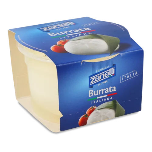 Сир Тягучий З Начинкою Із Страчателли Burrata Zanetti, 50% Жиру, к/у, 275г