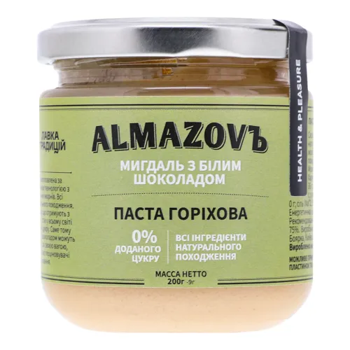 Паста горіхова Мигдаль з білим шоколадом Almazovъ с/б 200г