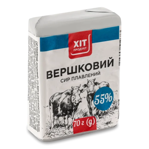 Сир Плавлений Вищого Ґатунку Вершковий Хіт, 55%, 70г