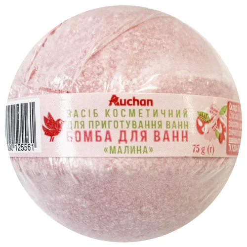Бомба Auchan для ванн ароматом малини 75г