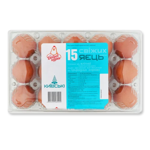 Яйця Курячі, Першої Категорії, Київські, Від Доброї Курки, п/у, 15шт