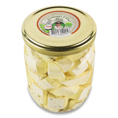 Сир М'який Фета Козиний 45% Fromages d'Elise, скляна банка, 300г