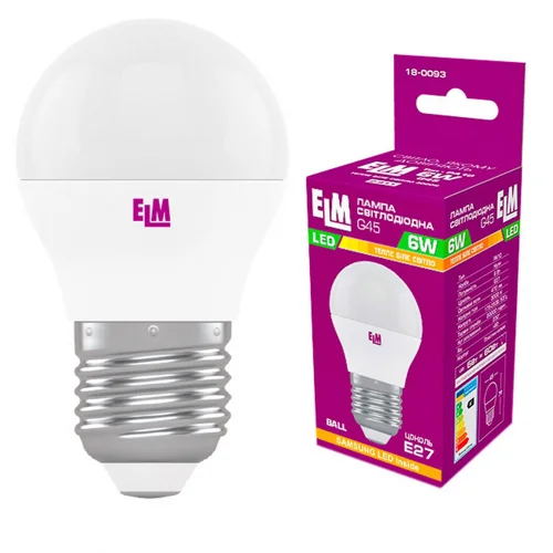Лампа ELM Led сфера 6W PA10 E27 3000 D4518-0093