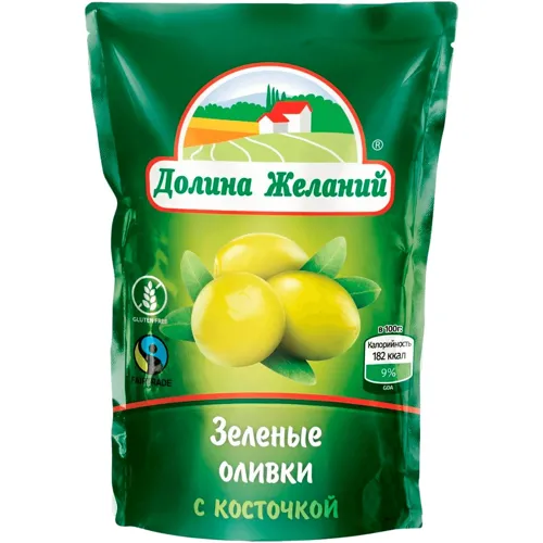 Оливки Долина Бажань з кісточкою 160г