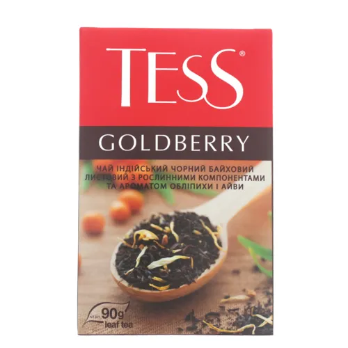 Чай чорний листовий Goldberry Tess картонна упаковка 90г