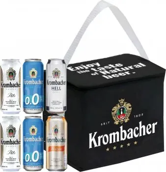Набір пива Krombacher Pils 4.8% 0.5л x 2 шт + Krombacher Hell 5% 0.5л x 1 шт + Krombacher Weizen 5.3% 0.5л x 1 шт + Krombacher Pils 0.0% 0.5л x 2 шт + термосумка