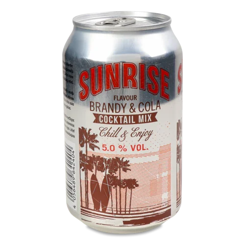 Слабоалкогольний Напій Sunrise Бренді-Колa Газ, з/б 0.5л