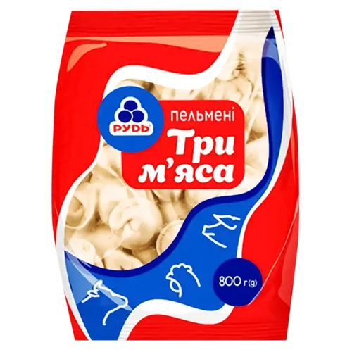 Пельмені Рудь Три м'яса 800г