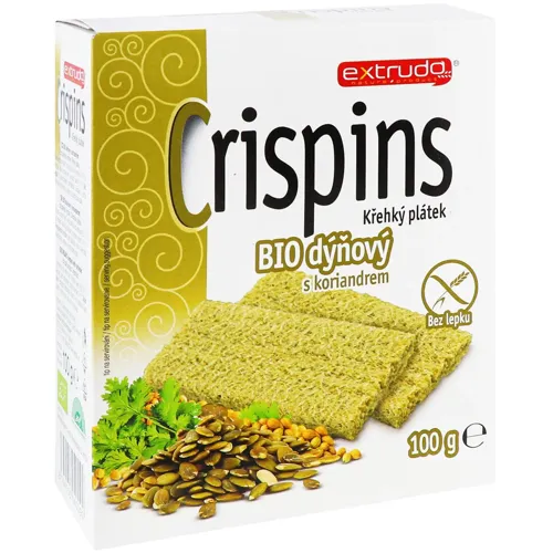 Хлібці Extrudo Crispins органічні з гарбузом коріандром та часником 100г
