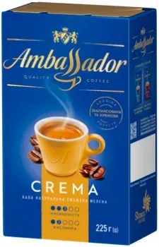 Кава мелена «Ambassador Crema» натуральна смажена, 225г
