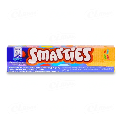 Драже Smarties з молочного шоколаду, вкрите хрумкою глазур'ю, 38г