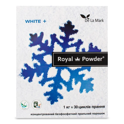 Пральний Концентрований Безфосфатний Порошок White+ Royal, 1 кг