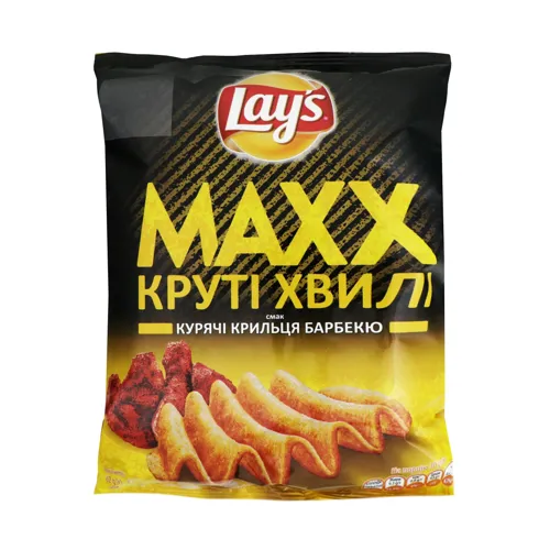 Чіпси Lays Max круті хвилі Курячы крильця барбекю 62г х24