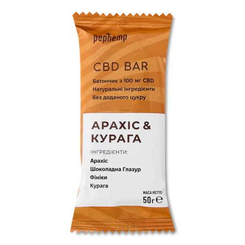 Батончик Арахіс і Курага CBD Pephemp, натуральний, м/у 50г