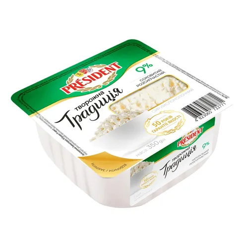 Сир кисломолочний President Творожна традиція 9%, 350г