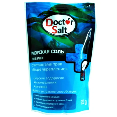 Сіль для ванн морська Doctor Salt Загальне зміцнення дой-пак 530г