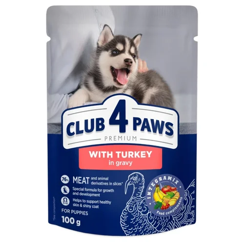 Корм вологий Club 4 Paws Premium з індичкою для цуценят всіх порід 100г