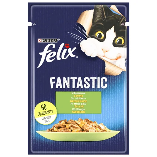 Корм вологий Felix Fantastic з кроликом для котів 85г