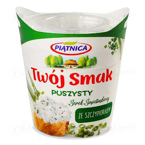 Сир Piatnica Twoj Smak вершковий з зеленню та цибулею 64%, 150г