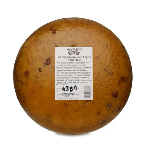 Сир 40.8% голландський з горіхом Гауда Мукко кг