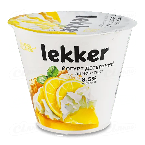 Йогурт Lekker Лимон тарт десертний 8,5% ст, 180г