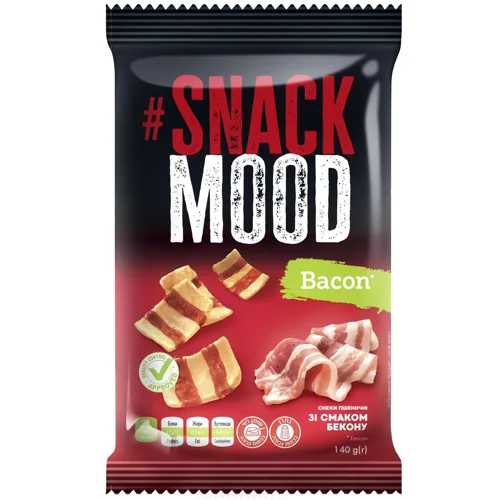 Снеки пшеничні Snack Mood зі смаком бекону 50г