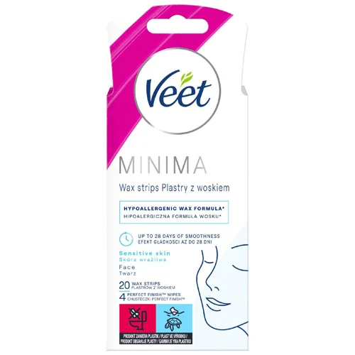 Воскові смужки для депіляції Veet Professional для чутливої шкіри обличчя 20шт
