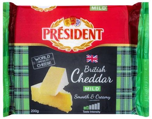 Сир 48% твердий Молодий Cheddar President м/у 200г