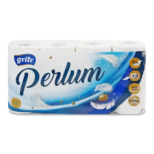 Туалетний Папір 3-Шаровий Perlum Grite, Вищий Ґатунок, 8 шт