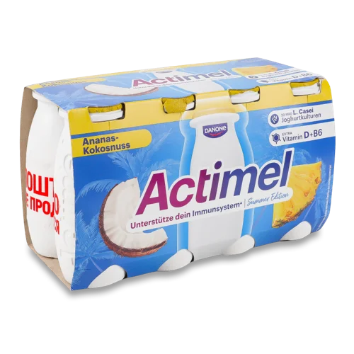 Кисломолочний Продукт 1.5% з Ананасово-Кокосовим Смаком Actimel к/у, 8х100г
