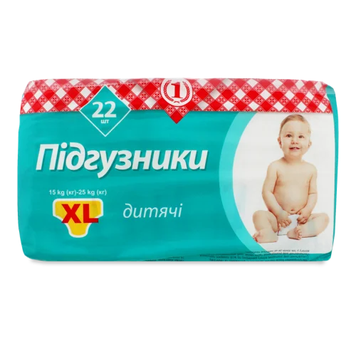 Підгузки XL 15-25 кг, 22 шт, ТМ 1, в/ґ