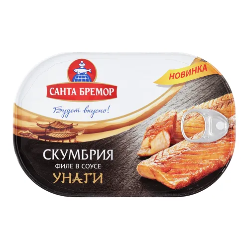 Скумбрія філе в соусі унагі Санта Бремор з/б 190г