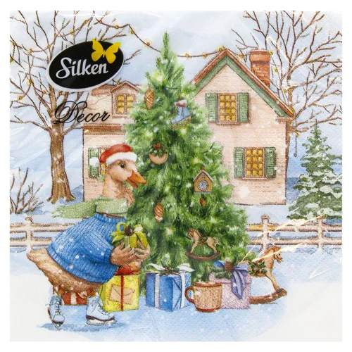 Серветки столові Silken Гусь та кролики 3-шарові 33*33см 18шт