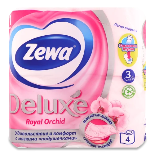 Туалетний Папір 3-Шаровий Ароматизований Deluxe Royal Orchid, Зева, 4 шт